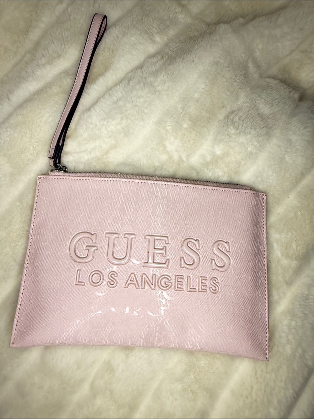 GUESS Los Angeles Pale Pink Wristlet Clutch
